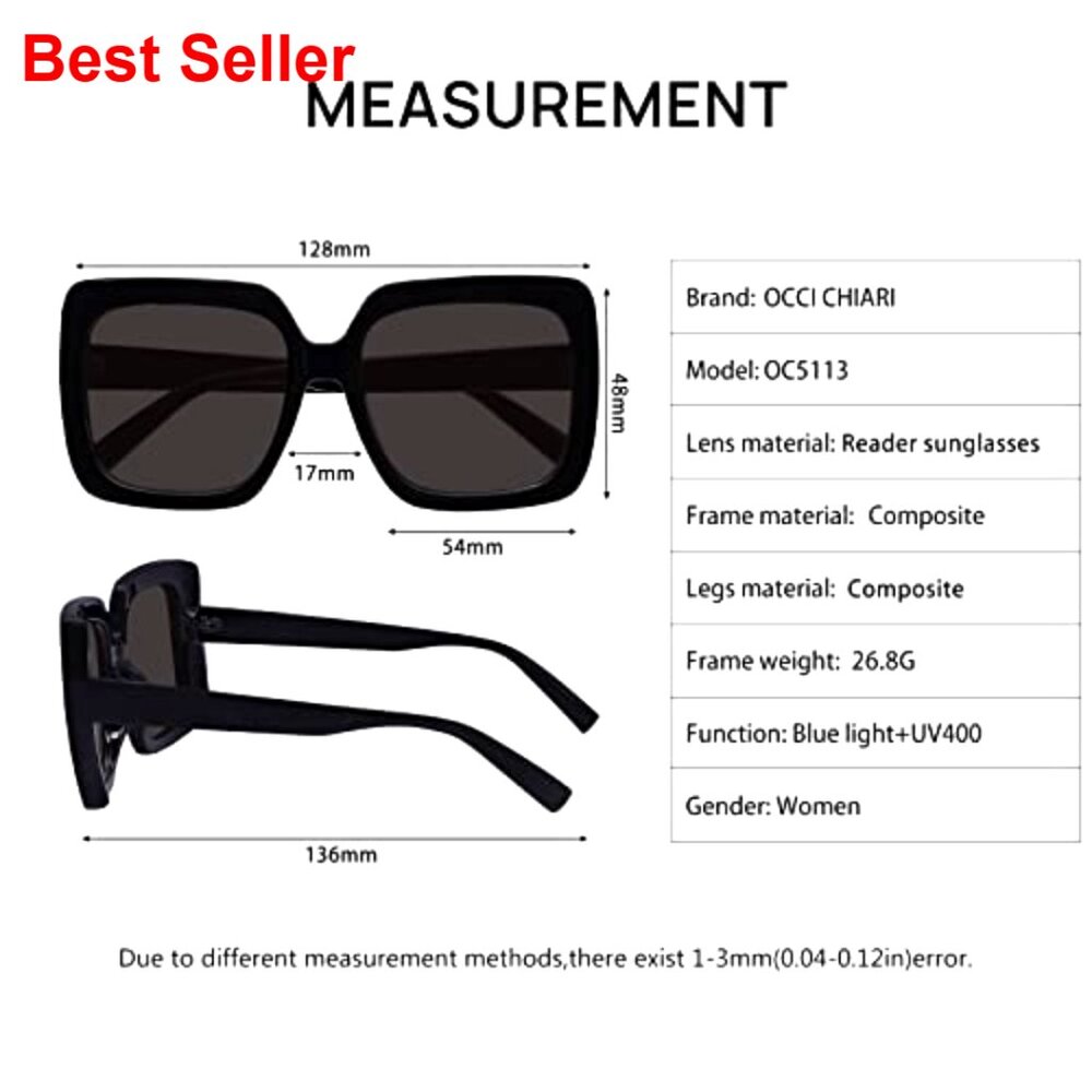 Oversized Square Reader Sunglasses with UV400 Pro… - image 5